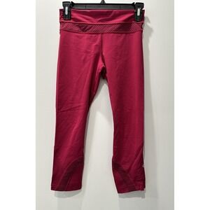 Lululemon Run Inspire Crop II Leggings Berry Pink Mesh‎ Panels Size 4